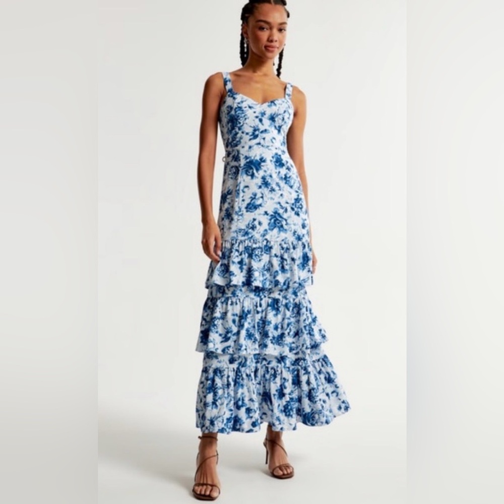 Abercrombie & Fitch Floral Drama Ruffle Tiered Maxi Dress SZ XL NWT